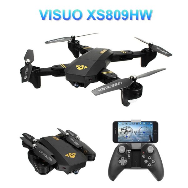 VISUO XS809HW WIFI FPV With Wide Angle HD Camera High Hold Mode Foldable Arm RC Drone Quadcopter RTF Helicopter For Discount