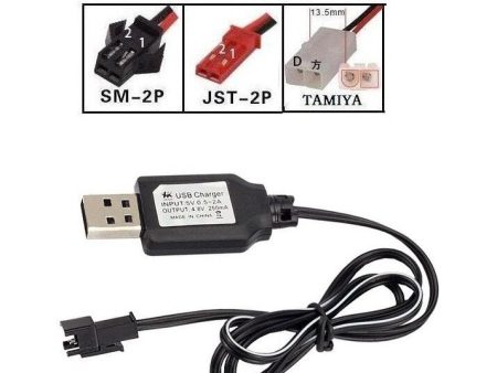 YUKALA 3.6V 4.8V 6.0V 7.2V 9.6V Ni-CD Ni-MH rechargeable battery USB charger USB charging cable with SM JST TAMIYA Plug 2pcs Online now