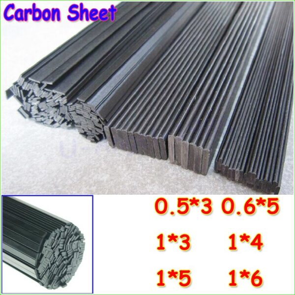 16pcs lot Carbon Fiber Material 0.5mm*3mm 0.6*5 1*3 1*4 1*5 1*6 Carbon fiber sheet for RC Quadcopter Multicopter ( 0.5 Meter) Hot on Sale