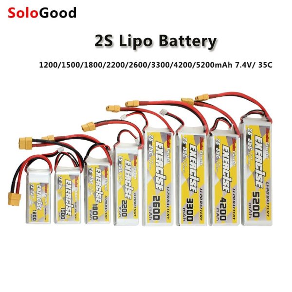 Lipo 2S Battery 7.4V 1200mAh 1500mAh 1800mAh 2200mAh 25C 2600mAh 3000mAh 4200mAh 5200mAh 35C Lipo Battery with XT60 Plug Fashion