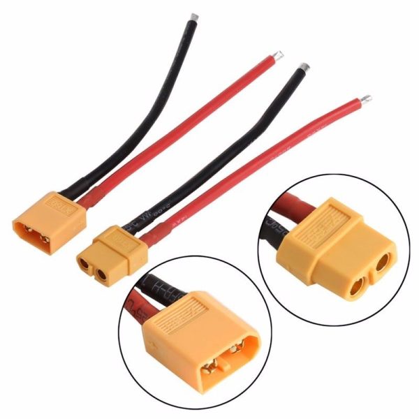 2 pcs of XT60 Battery Male Female Connector Plug with Silicon 14 AWG Wire Fashion