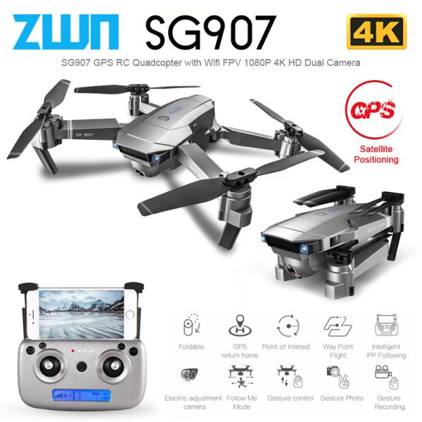 ZWN SG907 SG901 GPS Drone with Wifi FPV 1080P 4K HD Dual Camera Optical Flow RC Quadcopter Follow Me Mini Dron VS SG106 E520S Hot on Sale