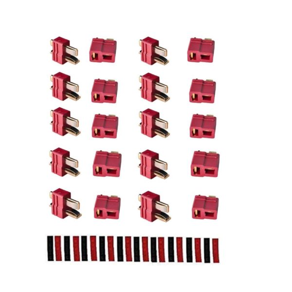 2 5 10 Pairs Red Black Ultra T-Plug Connectors Deans Style Male and Female with heat Shrink Tubing For RC charger LiPo Battery For Sale