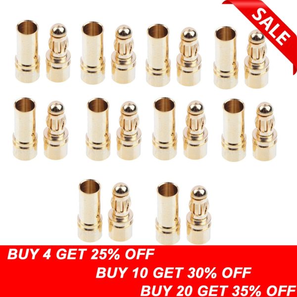 20 40pcs 3.5mm Gold Bullet Banana Connector Plug For ESC Battery Motor (10 20 pair) Online